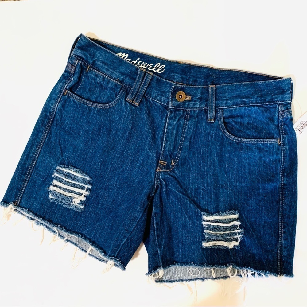 MADEWELL•distressed dark denim shorts woman 24
